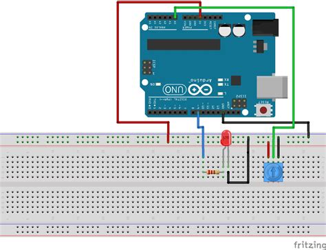 arduino dim led with potentiometer.